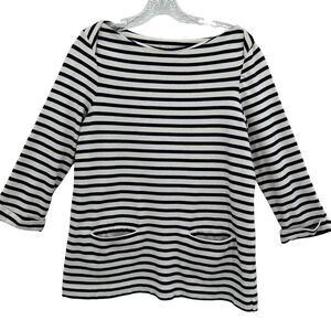 Boden Nautical Boatneck‎ Top 3/4 Cuffed Sleeve Front Pockets sweatshirt Size 8